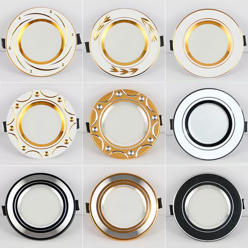 LED downlight three-color dimming ceiling lamp embedded hole lamp living room ceiling dark spotlights round hole lamp - 阿里巴巴