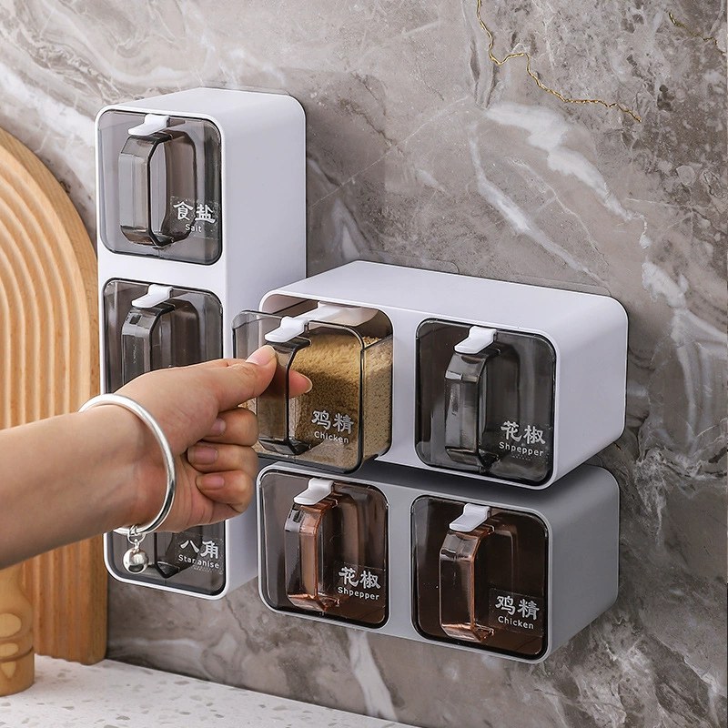Seasoning Box Kitchen Household Seasoning Jar Seasoning Combination Set Wall Hanging Storage Salt MSG Seasoning Bottle Jar