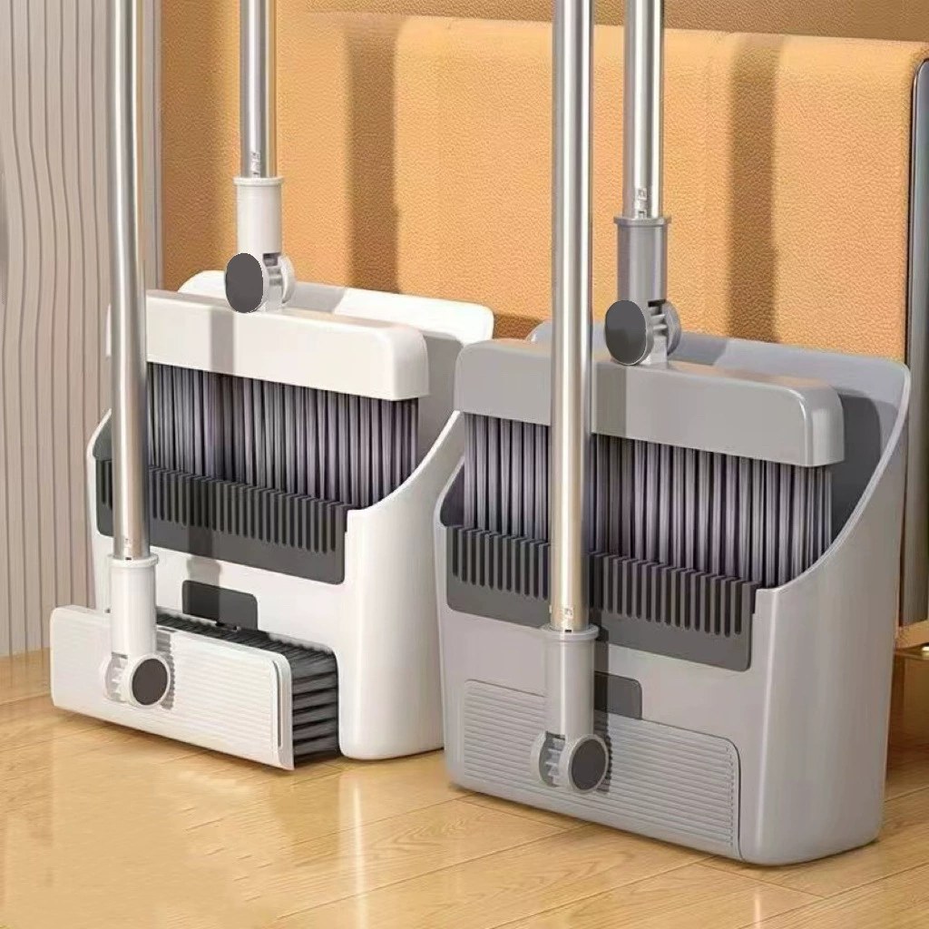 Three-In-One Broom Dustpan Floor Brush Multifunctional Folding Set Thickened Soft Bristle Broom for Sweeping Without Sticking to Hair