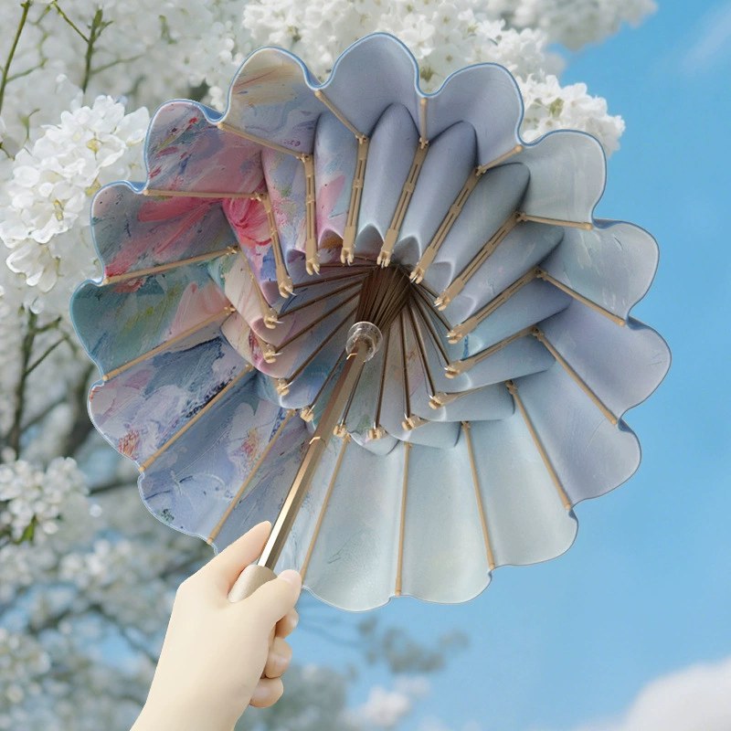Trending 32-Rib New Chinese-Style Vintage Folding Umbrella for Women, Dual-Use for Sun and Rain, Uv Protection Sun Umbrella 