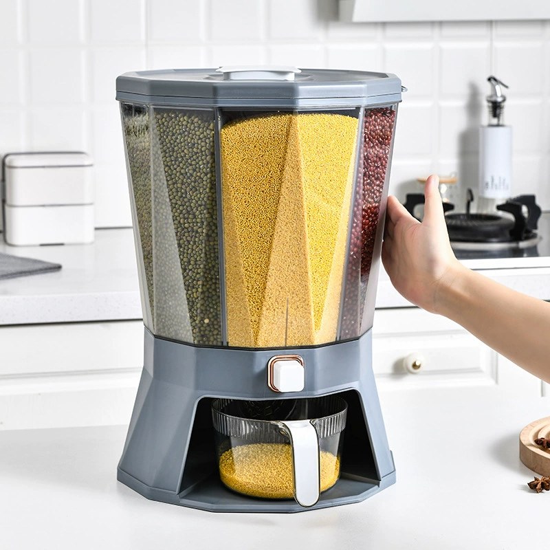 Kitchen Classification Rotating Rice Bucket Grain Cereal Compressed Sealed Tank Household Moisture-proof Insect-proof Plastic Rice Storage Bucket
