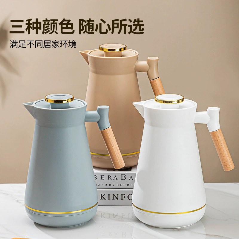Wooden Handle Pot Household Large Capacity Portable Thermos Pot for Student Dormitory Thermos Tea Bottle Glass Inner Pot