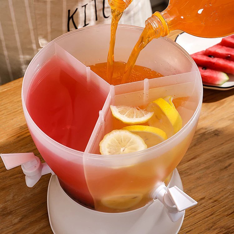 Household Rotating Cold Kettle Living Room Refrigerator Cold Kettle with Faucet for Washing suit Fashionable Three-compartment Ice Bucket