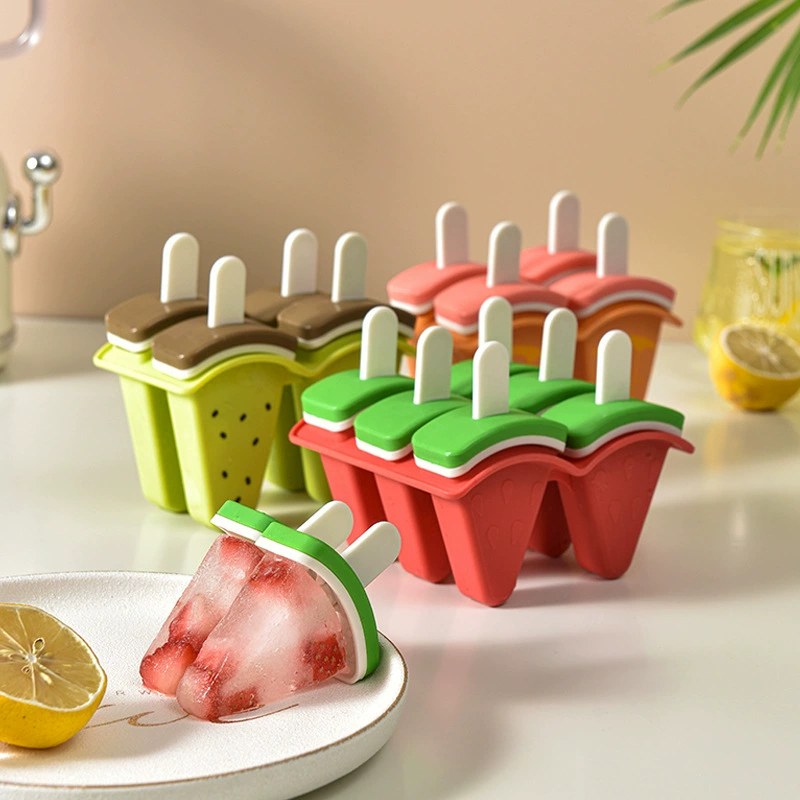 Manufacturer Supplies Cartoon Ice Molds, Four Sets of New Fruit Series Popsicle Molds, Handmade DIY Ice Cream Mold Set 