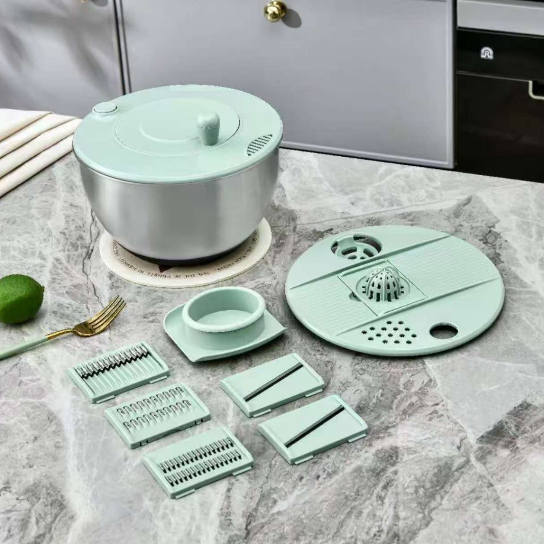 Factory direct multifunctional vegetable cutter manual rotating drain basket fruit and vegetable dryer vegetable salad dehydrator
