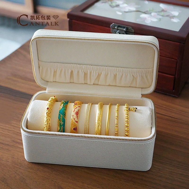Jewelry Fun Beads Bracelet Bracelet Storage Display Portable Zipper Leather Jewelry Box Suitcase Gift Box