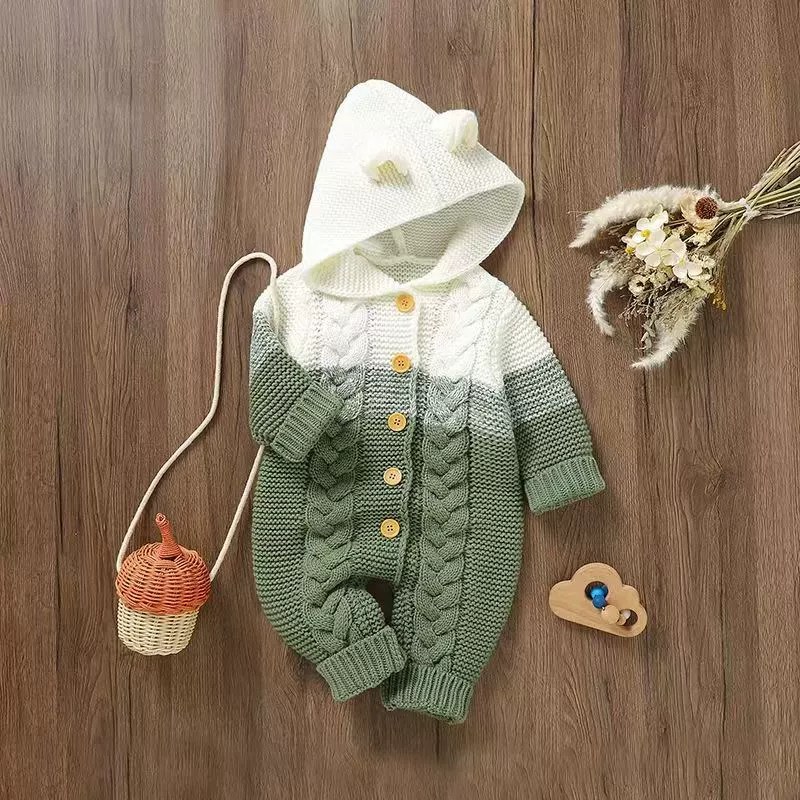 Baby Knitted Romper Jumpsuit Spring and Autumn Newborn Clothing for Boys and Girls Cute Thickened Warm 025