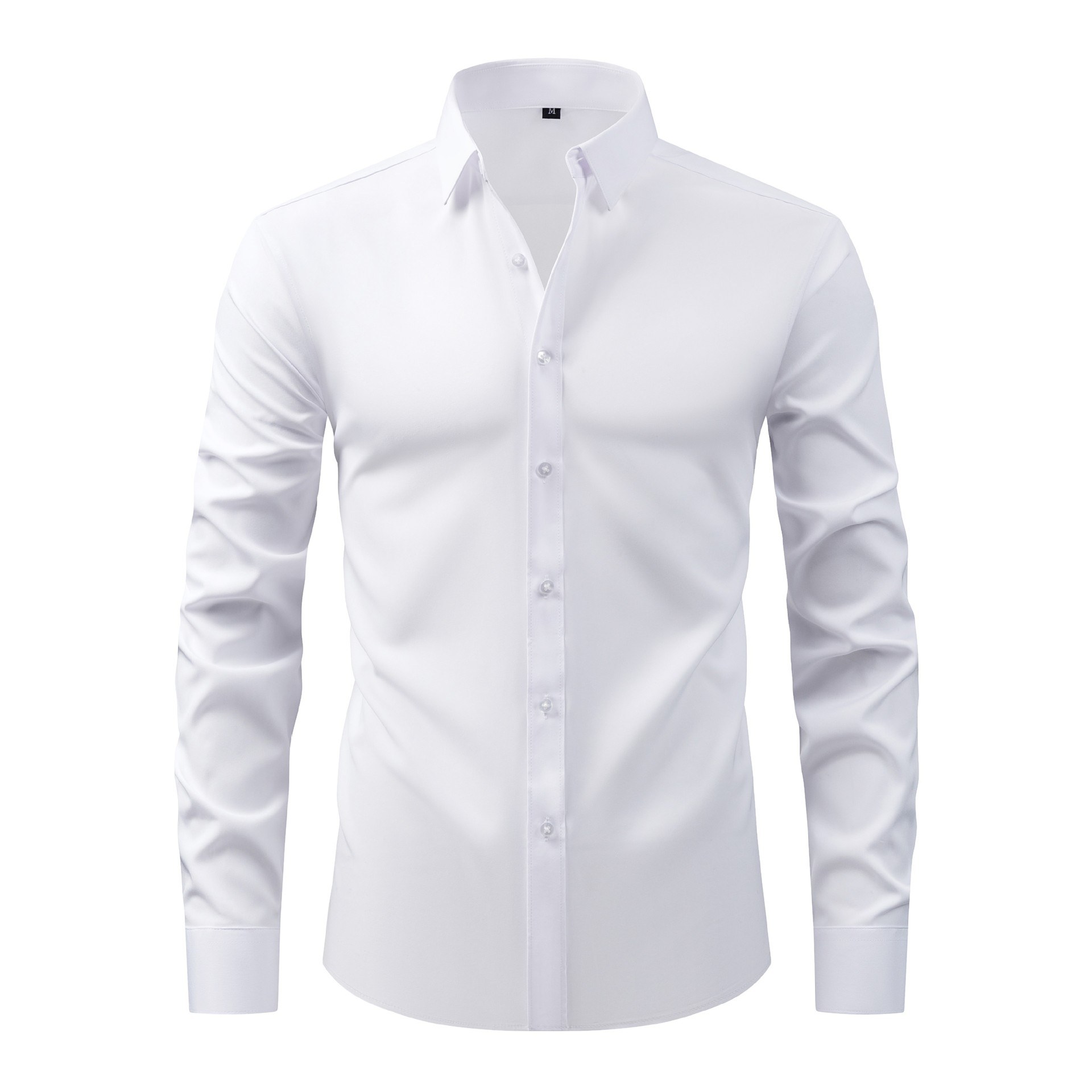 Cross-Border Lightweight Stretchy Plus-Size Mens Shirts, Wrinkle-Resistant Long-Sleeve Shirts, Amazon Cardigan Long-Sleeve Shirts for Men