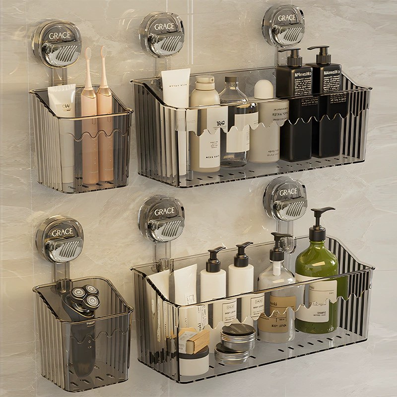 Bathroom Toilet Hand Wash Basin Wall-Mounted Bathroom Storage Rack Without Punching Strong Suction Cup Storage Rack
