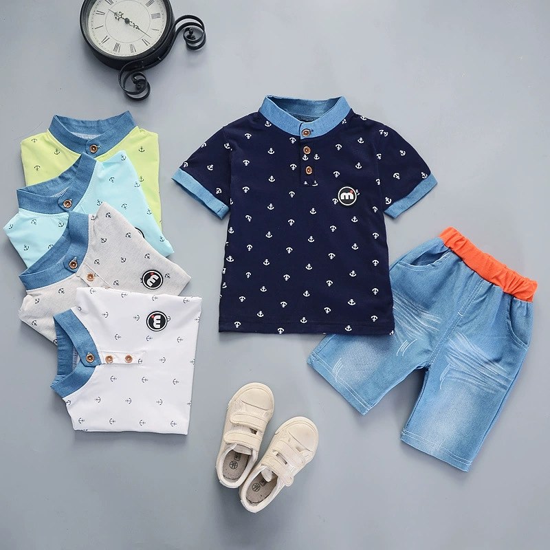 childrens clothing summer new childrens clothing summer clothing boys baby infant childrens suit short sleeve suit two-piece fashion