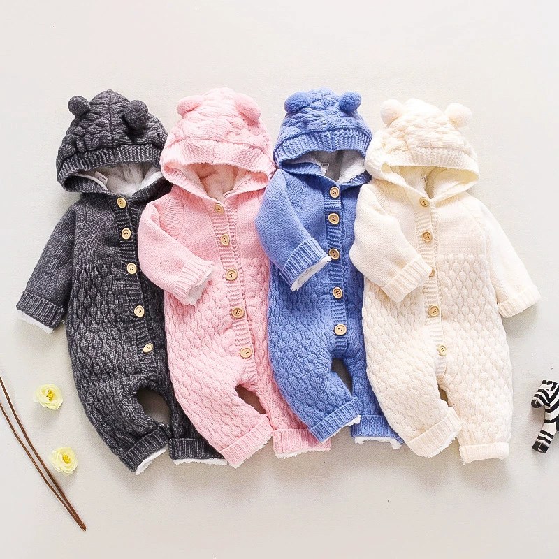 Baby Knitted Onesie, Spring and Autumn Newborn Clothing, Boys and Girls Wool Sweater, Cute and Warm Romper