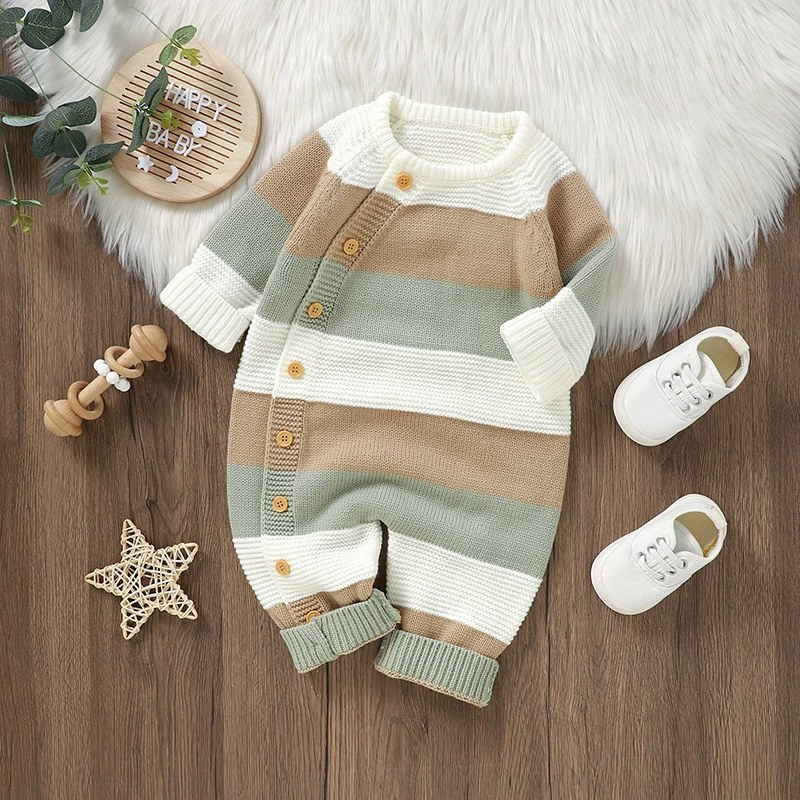 Instagram-worthy baby romper striped knit wool bodysuit/romper romper
