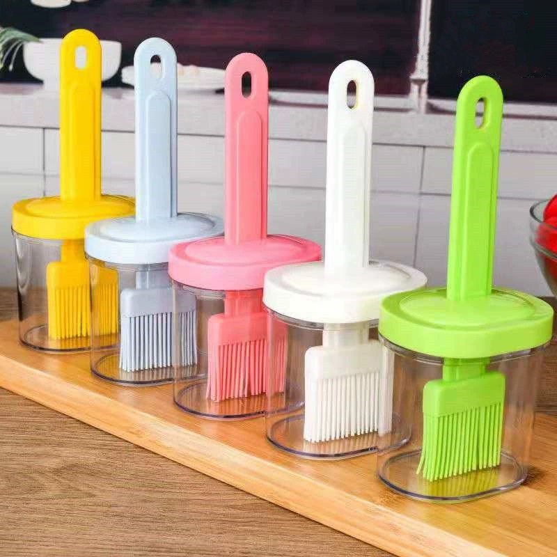 Household Oil Brush with Bottle Small Oil Pot Kitchen High Temperature Resistant Baking Artifact Plastic Integrated BBQ Oil Bottle Brush