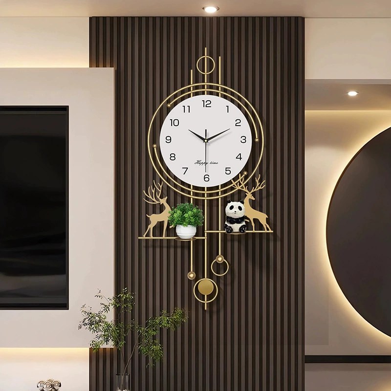 Clocks Living Room Wall Clock 2025 New High-End Simple and Atmospheric Wall Clock Grille Decoration Silent Home Watch 