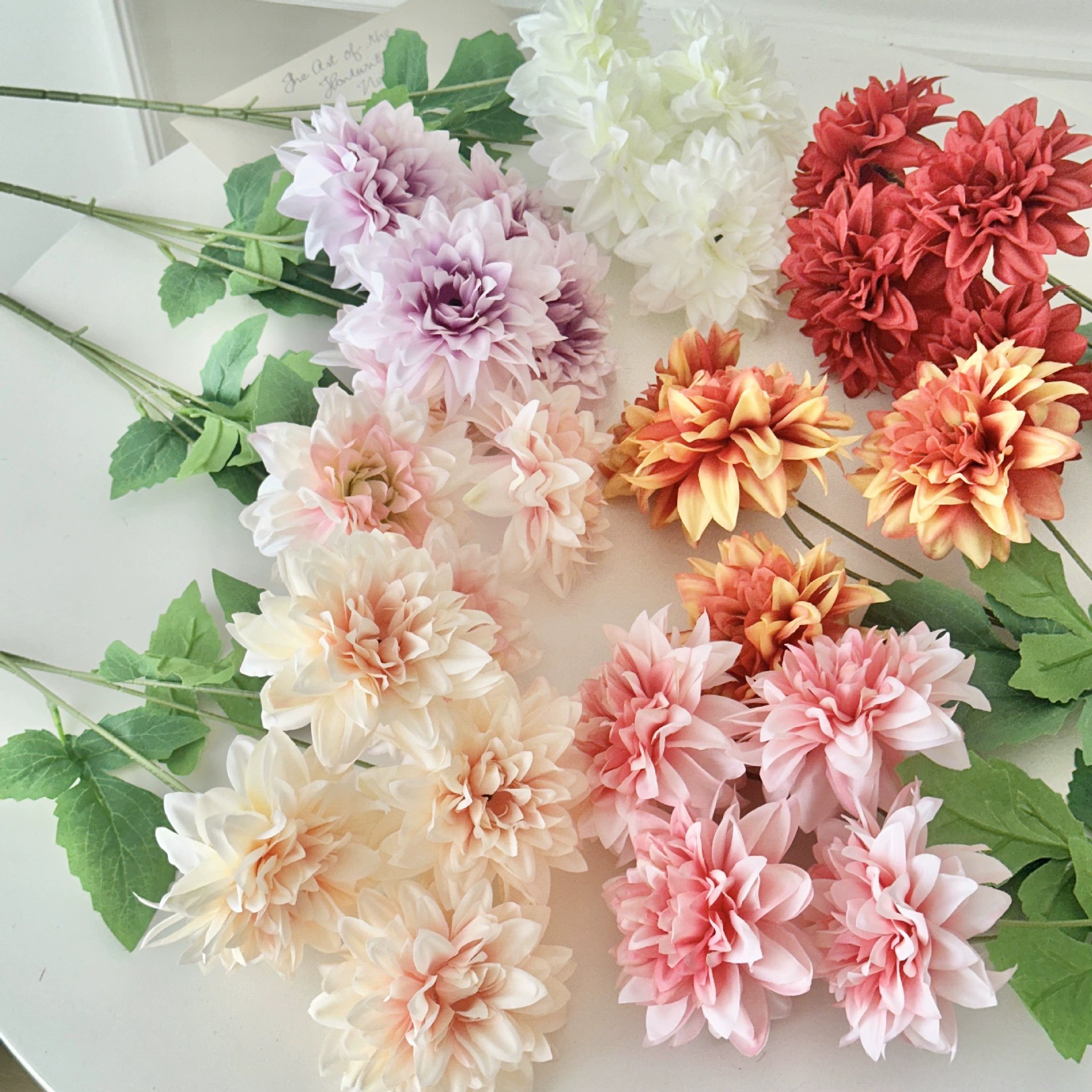 Cross-Border 4-Head Dahlia Artificial Flower Wedding Decoration Home Decor Ornament Fake Flower Arrangement Photography Prop