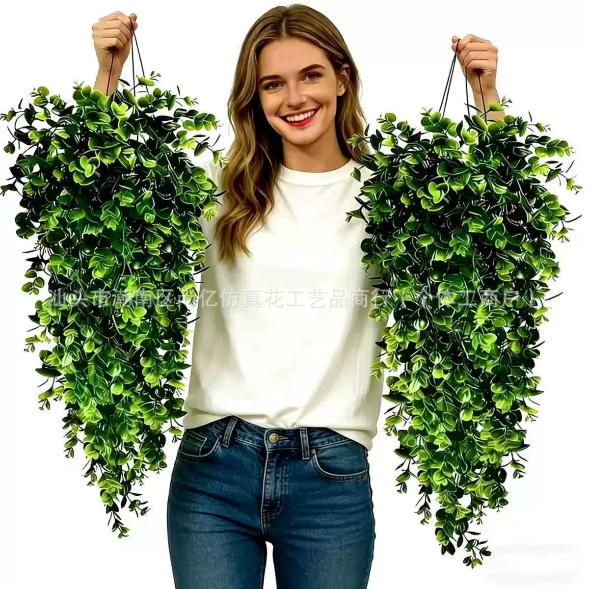 Artificial Rattan Eucalyptus Wall Hanging Faux Greenery Fake Hanging Plant Vines Home Outdoor Decorative Flowers