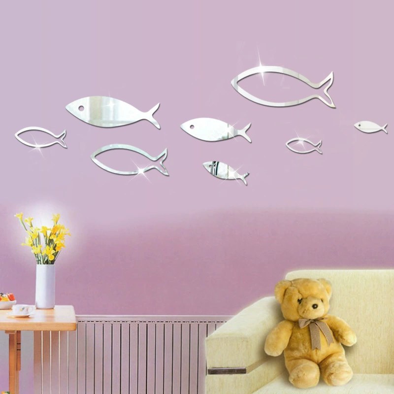 underwater world fish 3d three-dimensional acrylic mirror bedroom home decoration foreign trade mirror wall sticker