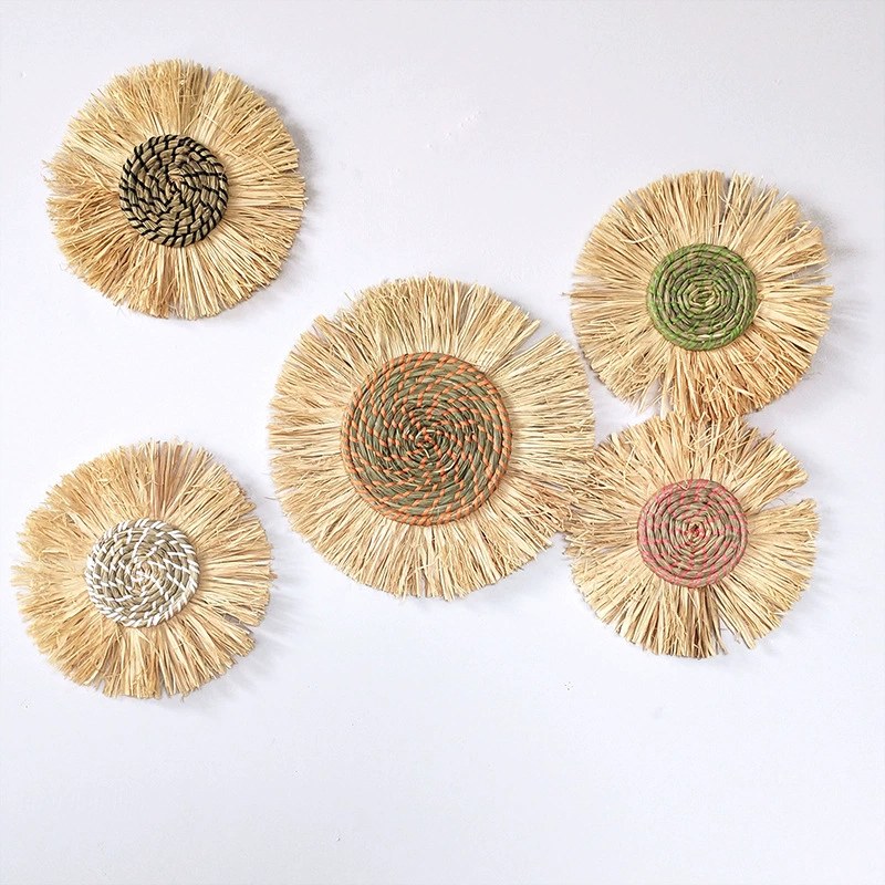 Straw Woven Wall Decoration Background Wall Decoration Thatch Woven Wall Decoration Moroccan Style Decoration Sofa Bedside Hanging Decoration 