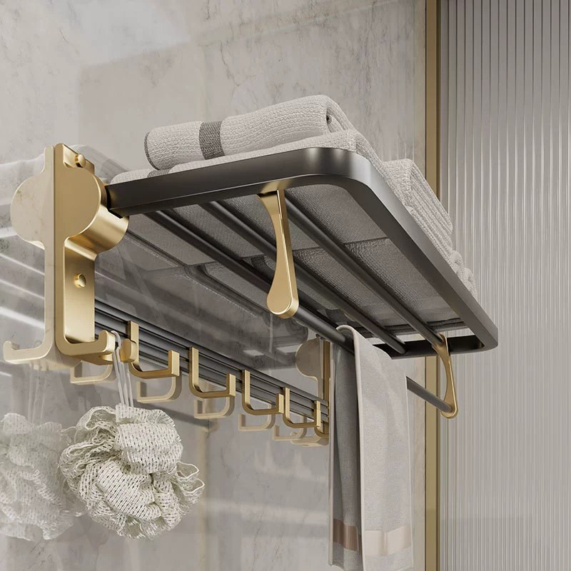 Bathroom Towel Rack, Light Luxury Bathroom Hardware Accessories Set, Black Gold Towel Rack