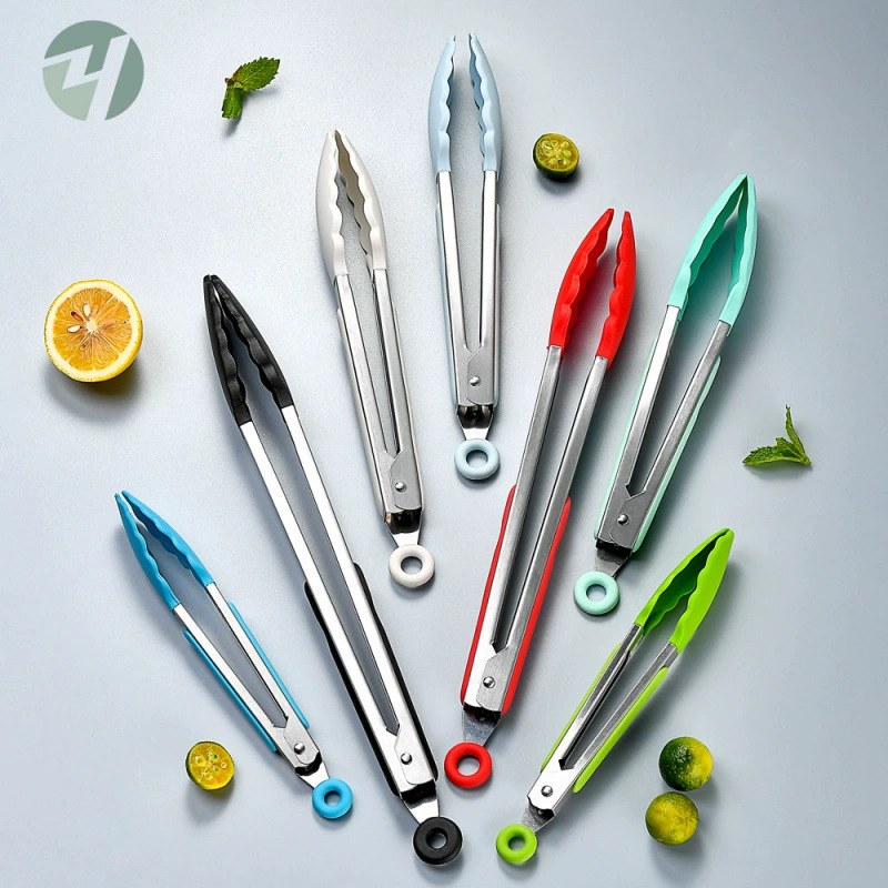 High Temperature Resistant Silicone Food Tongs, Non-Slip Food Tongs, Bread Tongs, Barbecue Tongs, Baking Tools, Kitchen Tongs