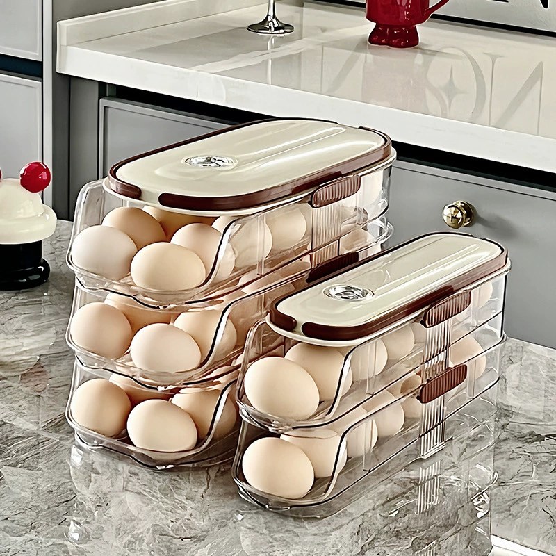 Egg Storage Box Side Door Storage and Arrangement Refrigerator Special Food Grade Rolling Pack Roll-off Egg Artifact Preservation Rack