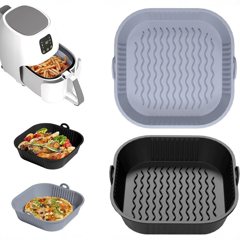Air Fryer Silicone Baking Pan, High Temperature Resistant, Foldable and Easy to Clean, Round Baking Silicone Baking Pan Mat