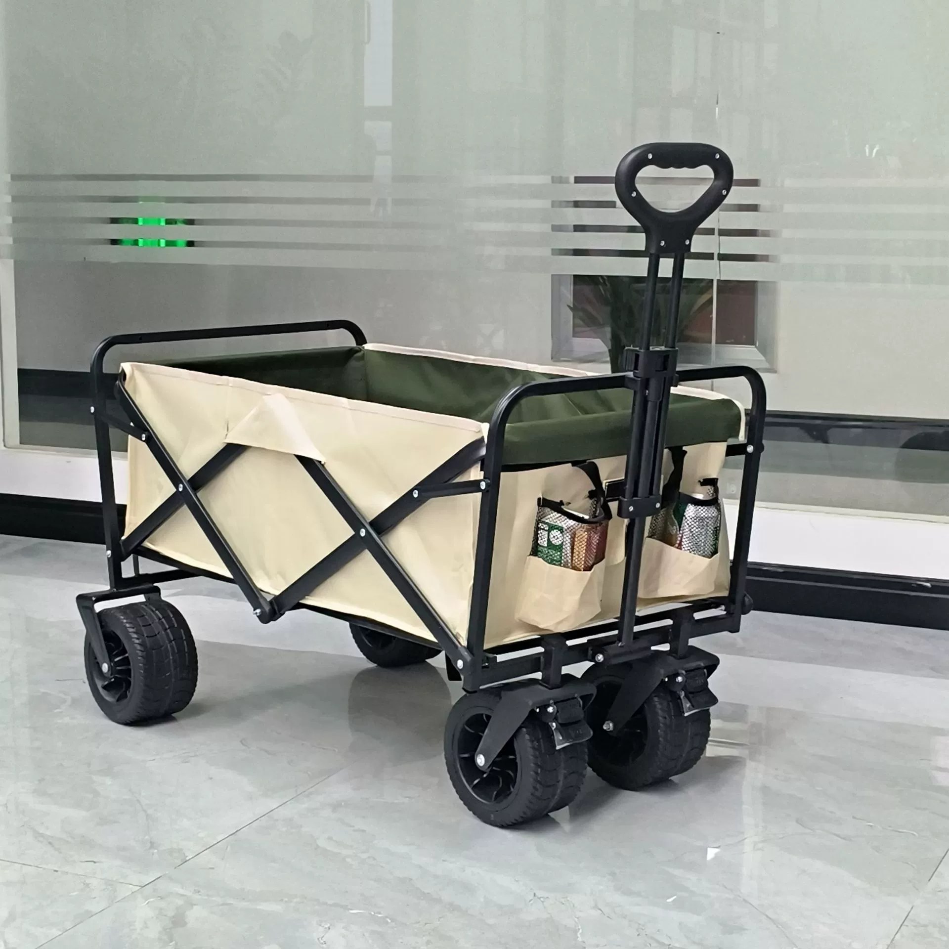 Outdoor Camping Car Foldable Trolley Flat Folded Open Camping Car Camping Folding Dual-purpose Table Board Small Trailer