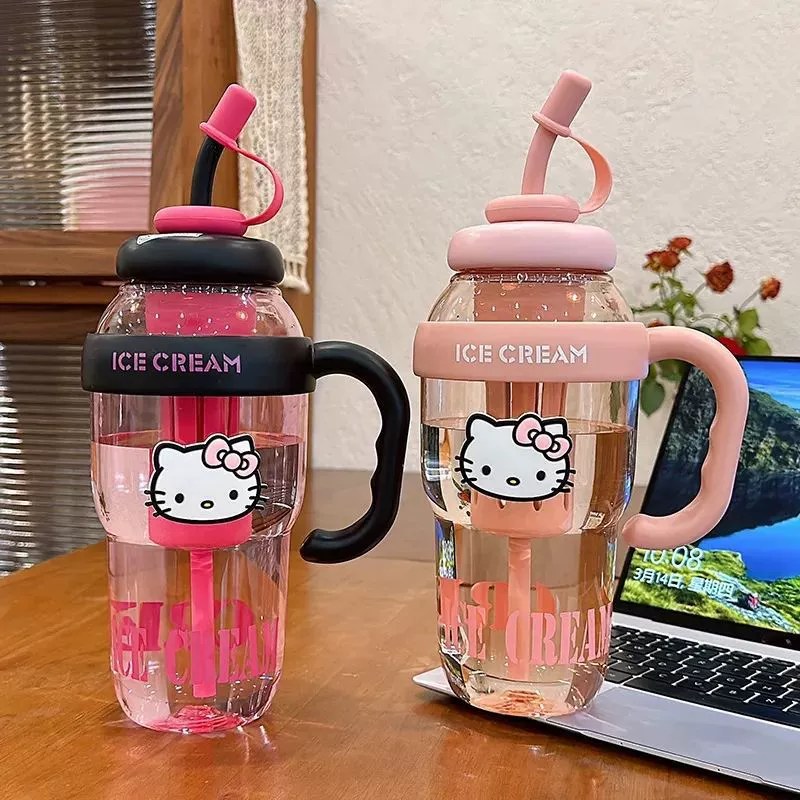 High-Looking Giant Plastic Cup, Large-Capacity Womens Sports Water Bottle, Portable High-Temperature-Resistant Straw Cup, Creative Space Cup