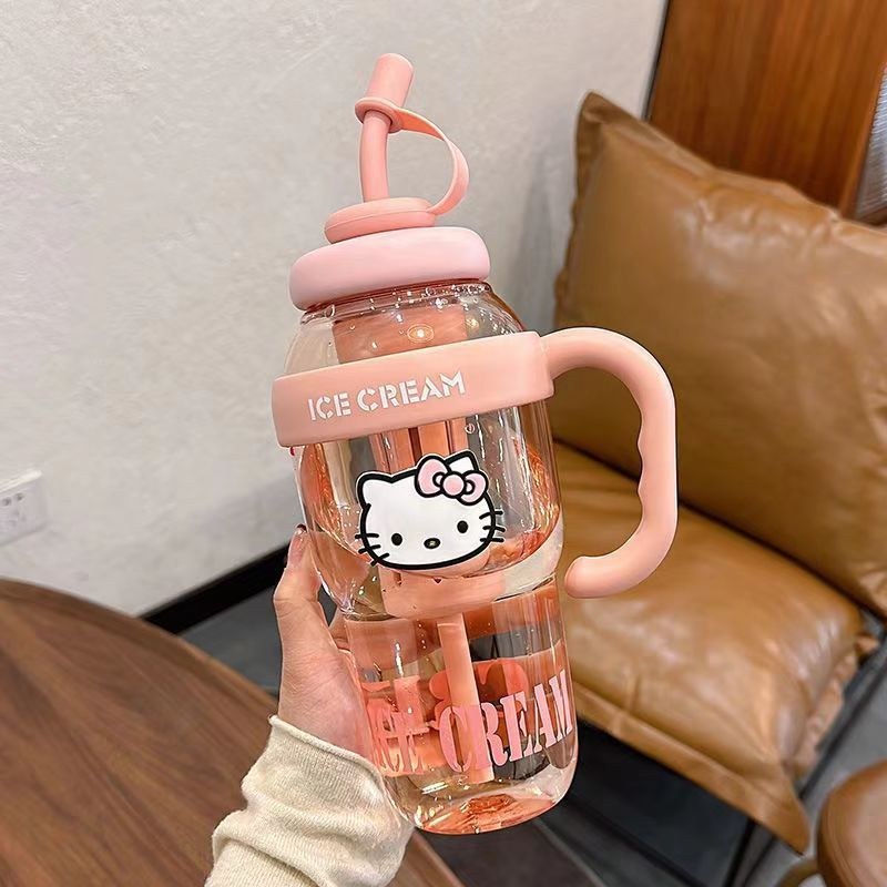 Sakura pink+kt stickers - 1300ml large capacity belly cup