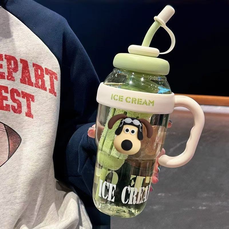 Sprout green + big dog head sticker - 1300ml large capacity belly cup