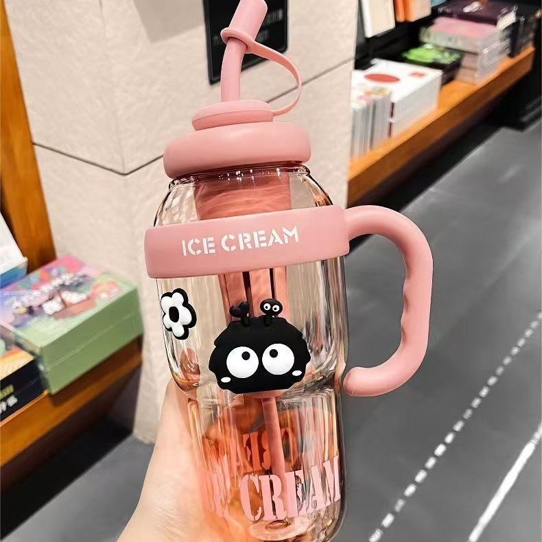 Sakura pink + briquette stickers - 1300ml large capacity belly cup