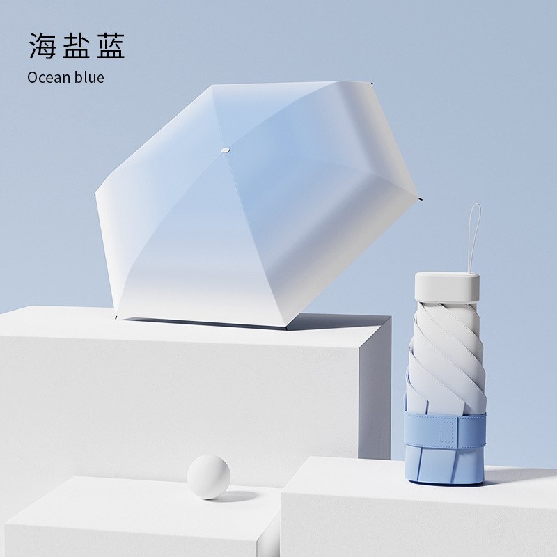 [gradient card umbrella] 12 ribs [6×2 fiberglass/uv protection] sea salt blue - No box (upgraded umbrella ribs)