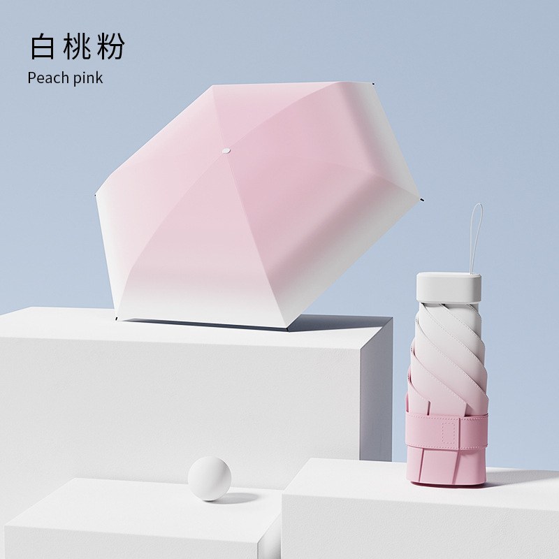 [gradient card umbrella] 12 ribs [6×2 fiberglass/anti-uv] ice peach pink - No box (upgraded umbrella ribs)