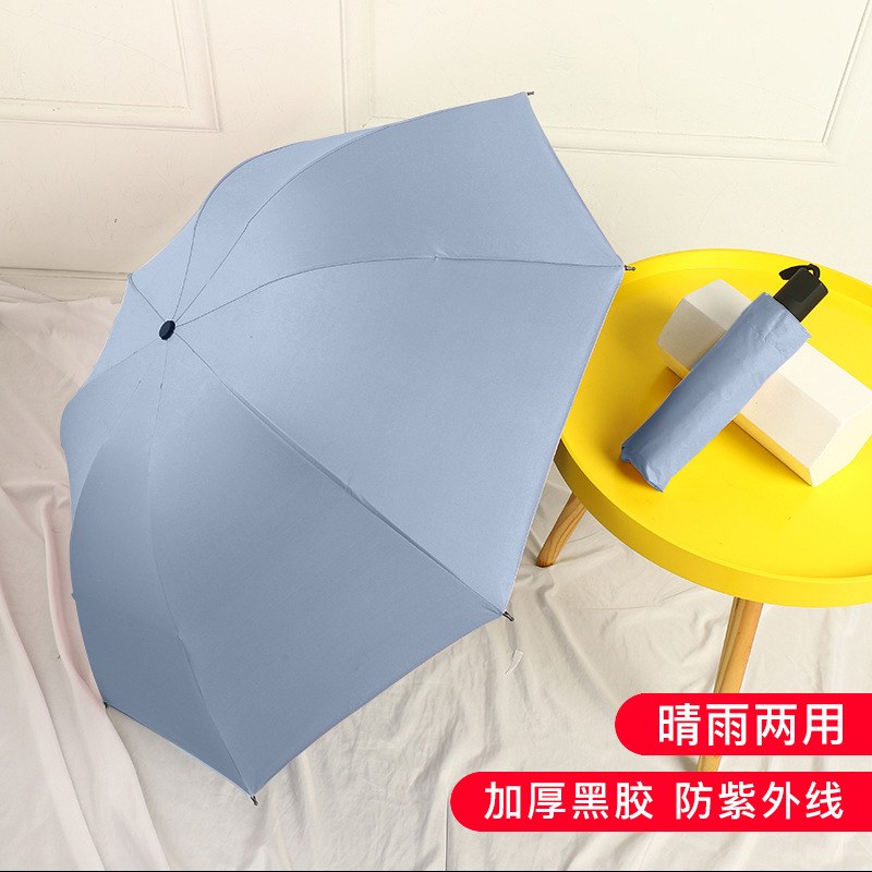 Three-fold 8-bone sunscreen reinforced haze blue - No box (upgraded umbrella ribs)
