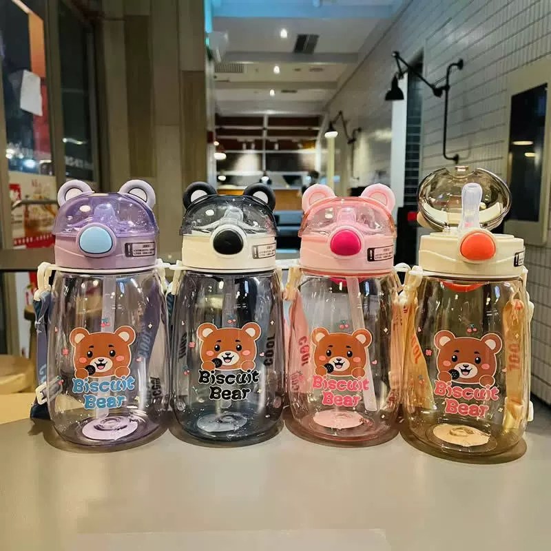 Cute Bear Suction Cup Childrens Cartoon High-value Kindergarten Plastic Water Cup Babys Kettle Portable Anti-fall Summer