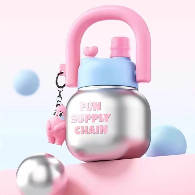 Plastic carrying pot silver pink 800ml - Cup + pendant