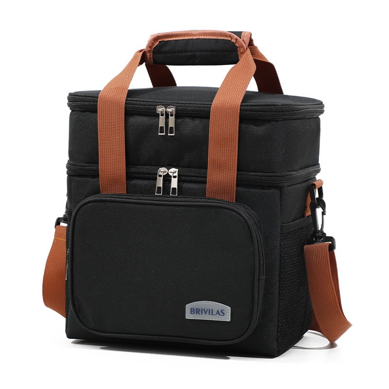 TG04 [12.5L Black] Double-layered, heightened crossbody bag with insulated handle