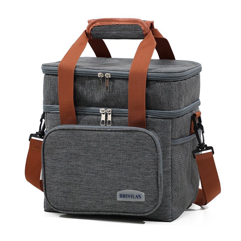 TG04 [12.5L Gray] Double-layered, heightened crossbody insulated bag