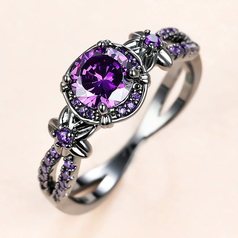Xin orange cross-border dark black gold diamond group inlaid with full diamond ring ring inlaid with Aobao ring Europe and the United States wholesale