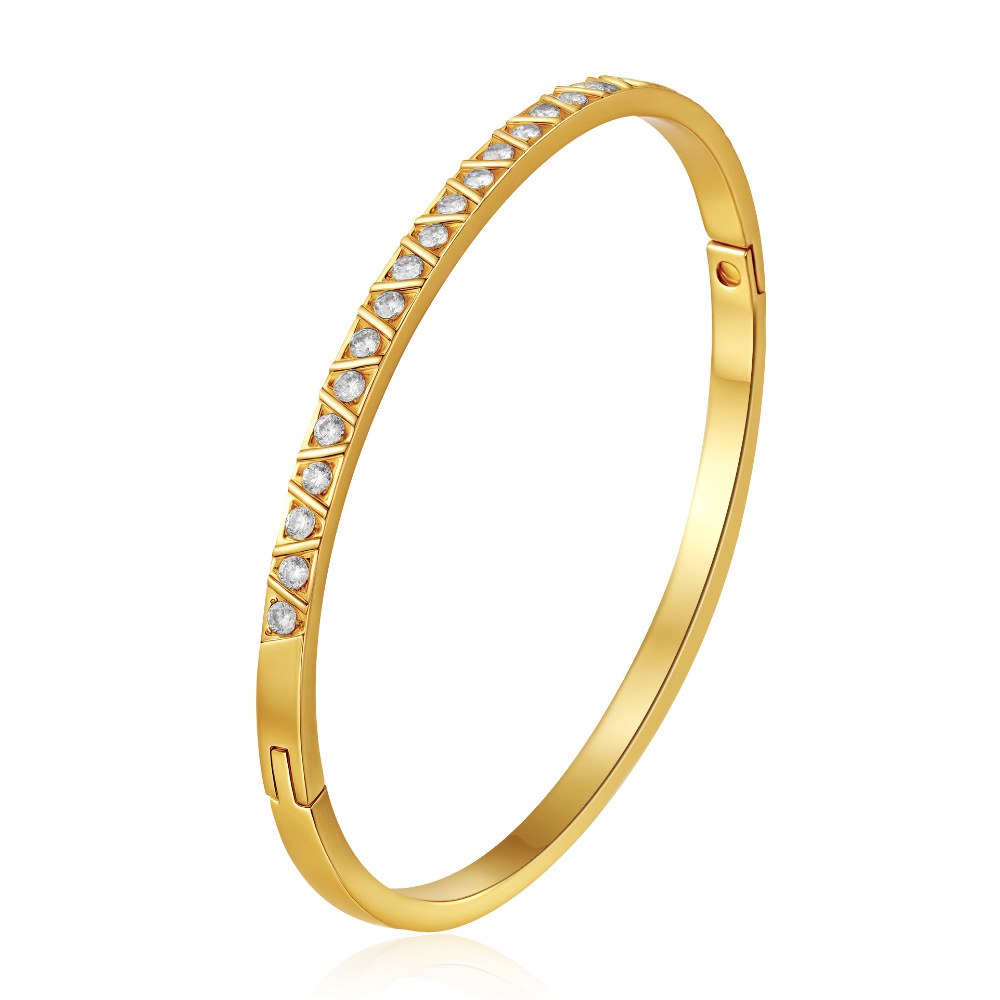 Twill multi-diamond bracelet gold-8