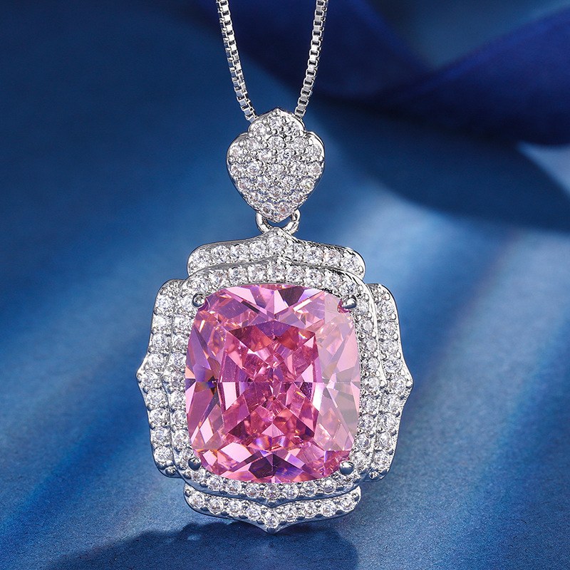Pink diamond pendant with chain