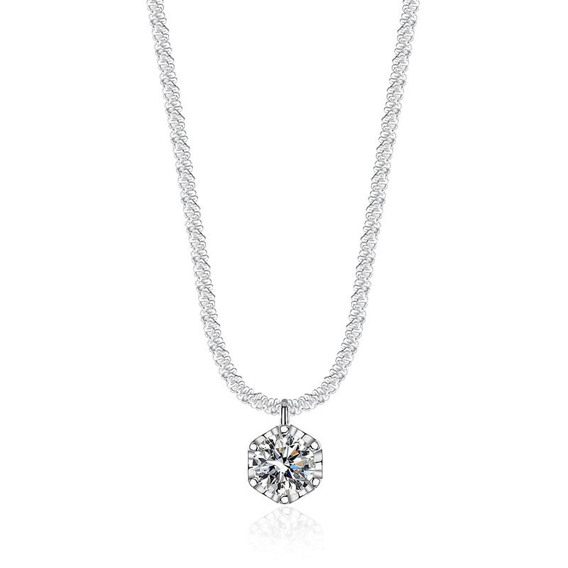 Silver plated (copper) - 1 carat moissanite