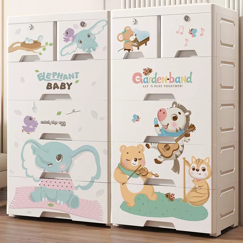 Thickened Storage Cabinet Storage Cabinet 50cm Wide Plastic Finishing Box Household Storage Height-added Drawer-type Childrens Wardrobe 