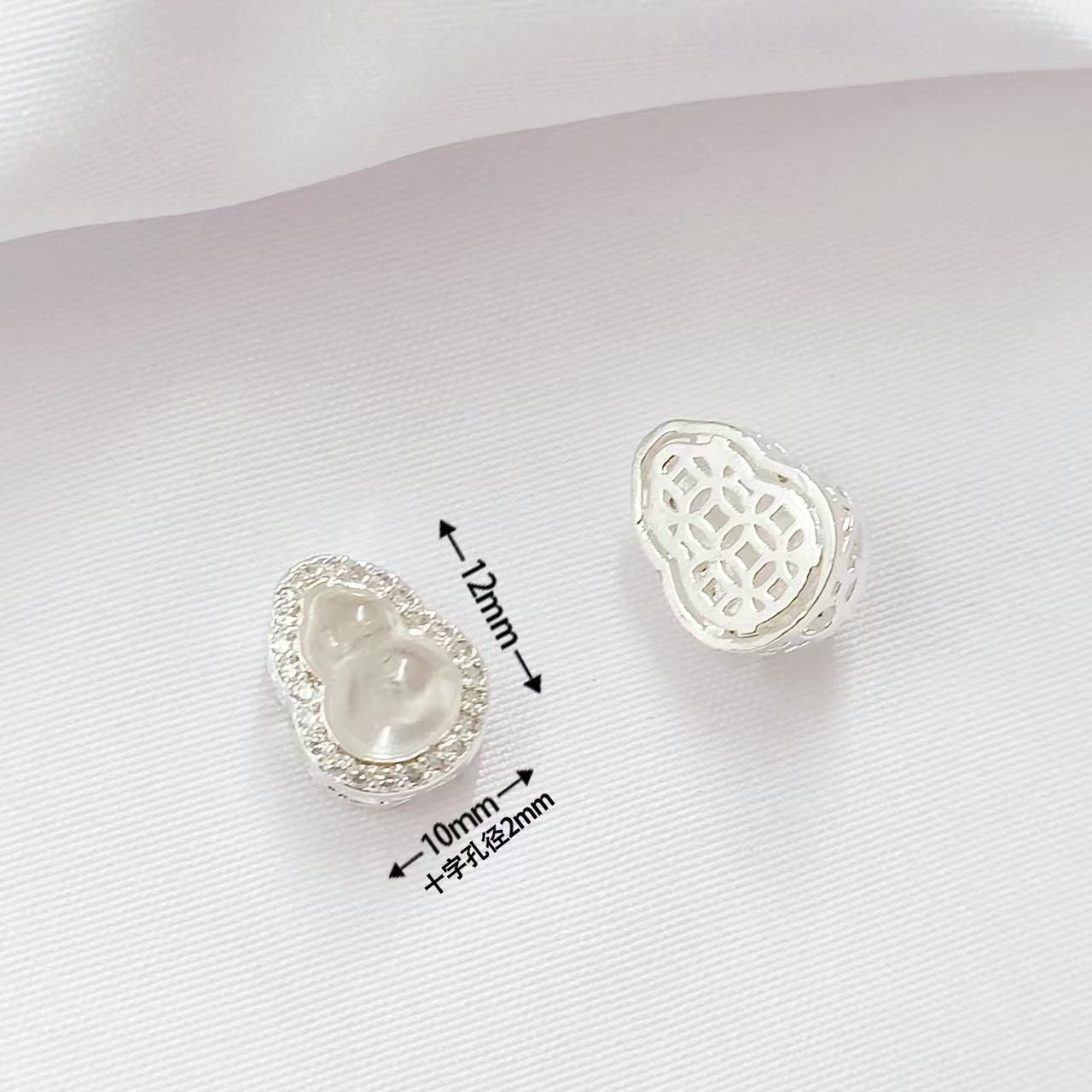1 bright silver transparent zirconium gourd spacer bead