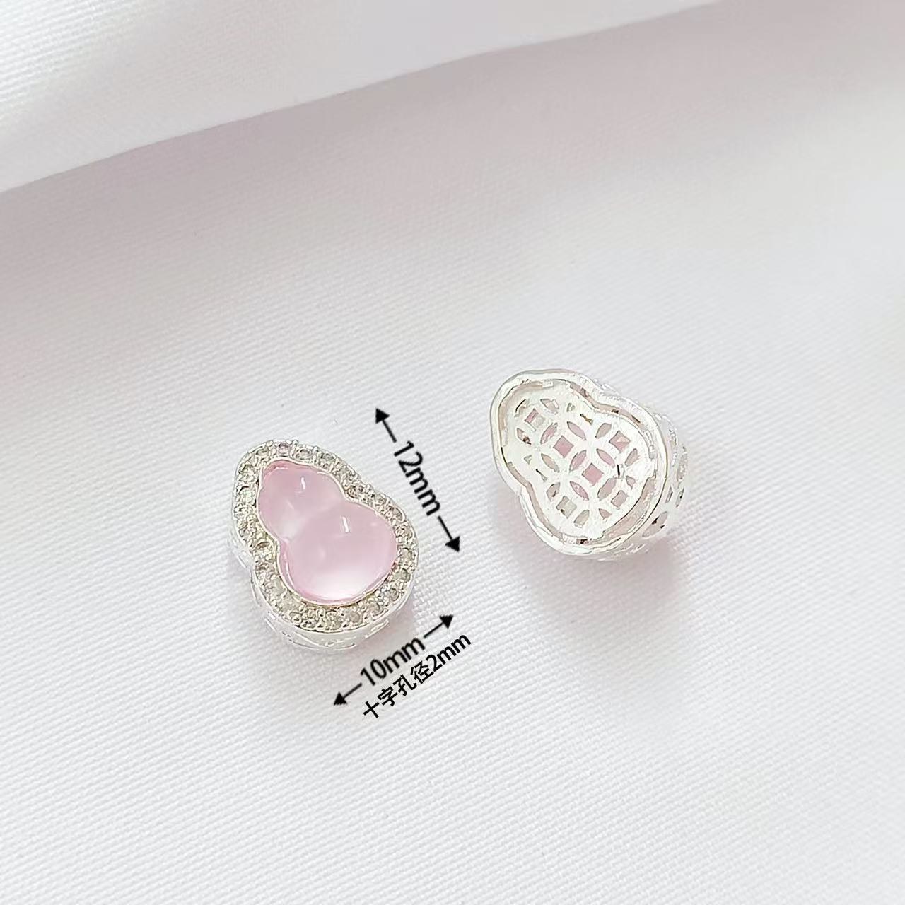 1 bright silver pink and purple gourd spacer bead