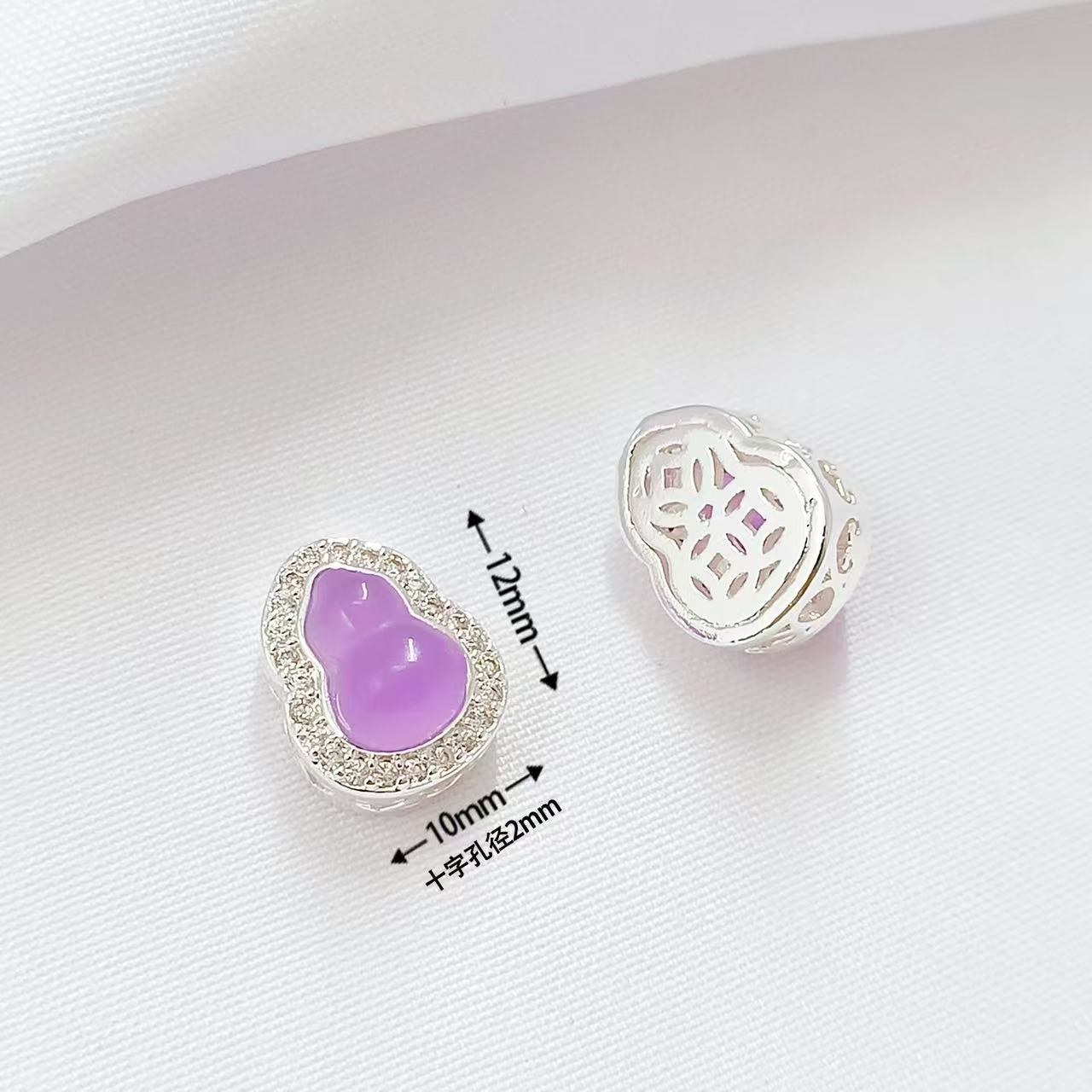 1 bright silver and dark purple gourd spacer bead