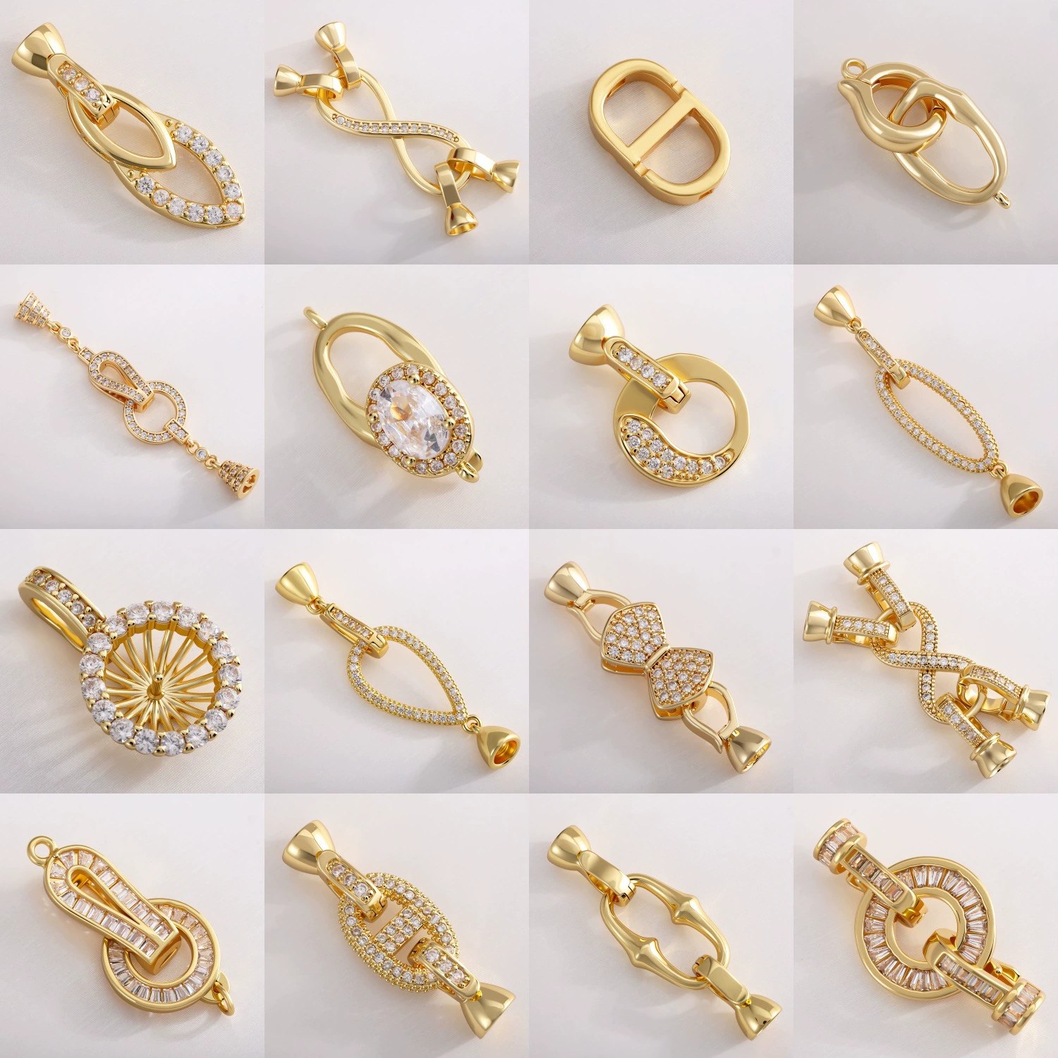 High Color-Retention Gold-Plated Copper Jewelry Accessories Connecting Clasp Handmade DIY Accessories Pearl Parts Necklace Bracelet