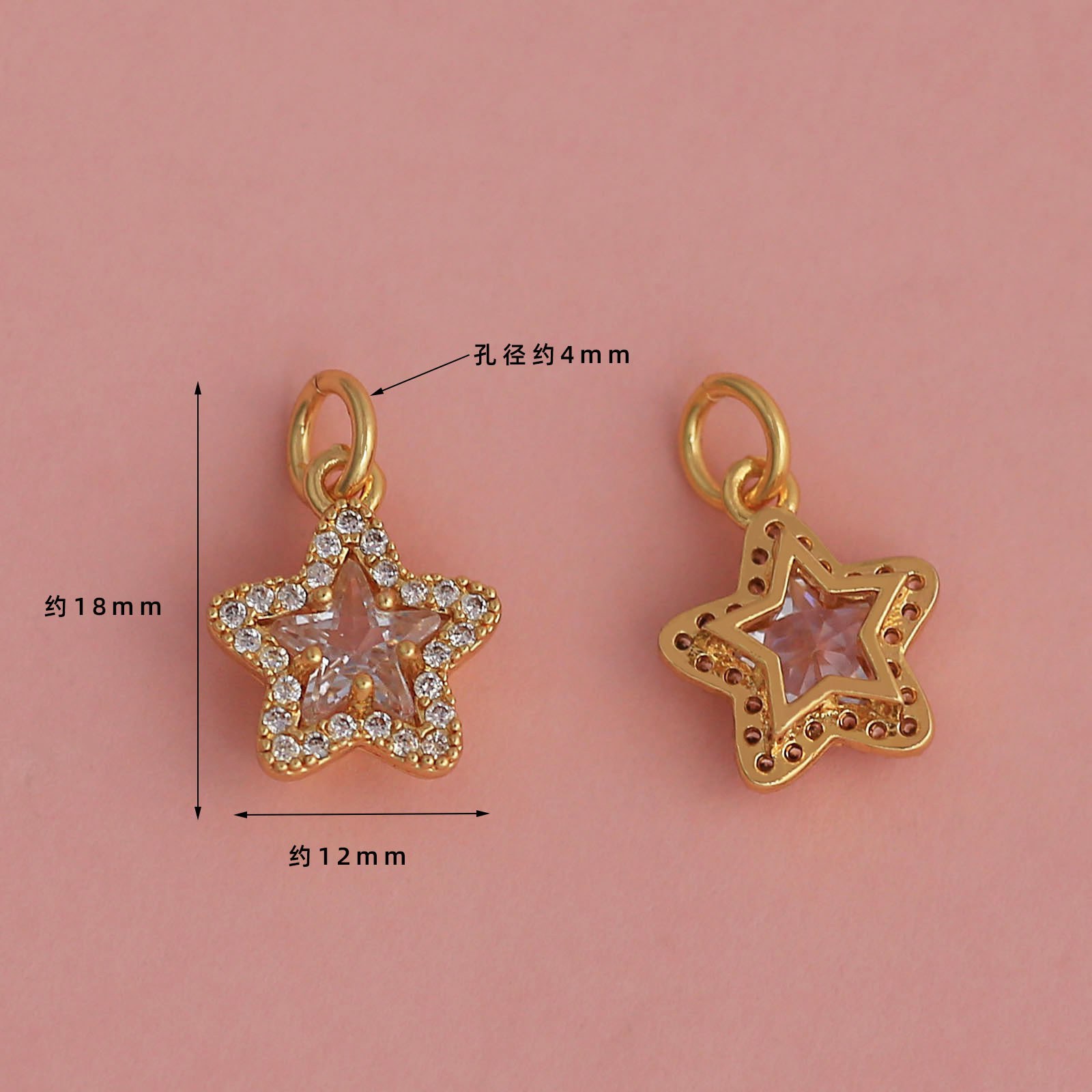 18k real gold electroplating color retention [hanging circle zircon five-pointed star pendant] a147