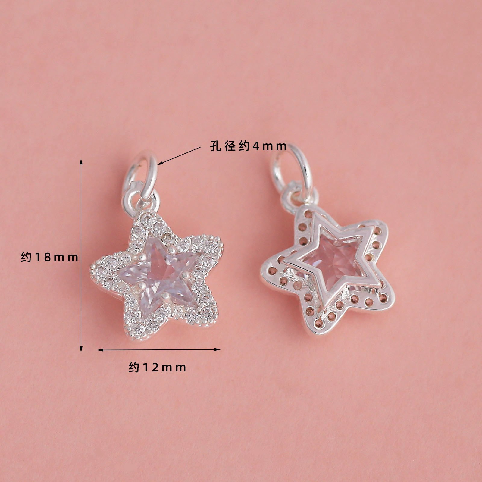Thick silver electroplating color retention [hanging circle zircon five-pointed star pendant] a147