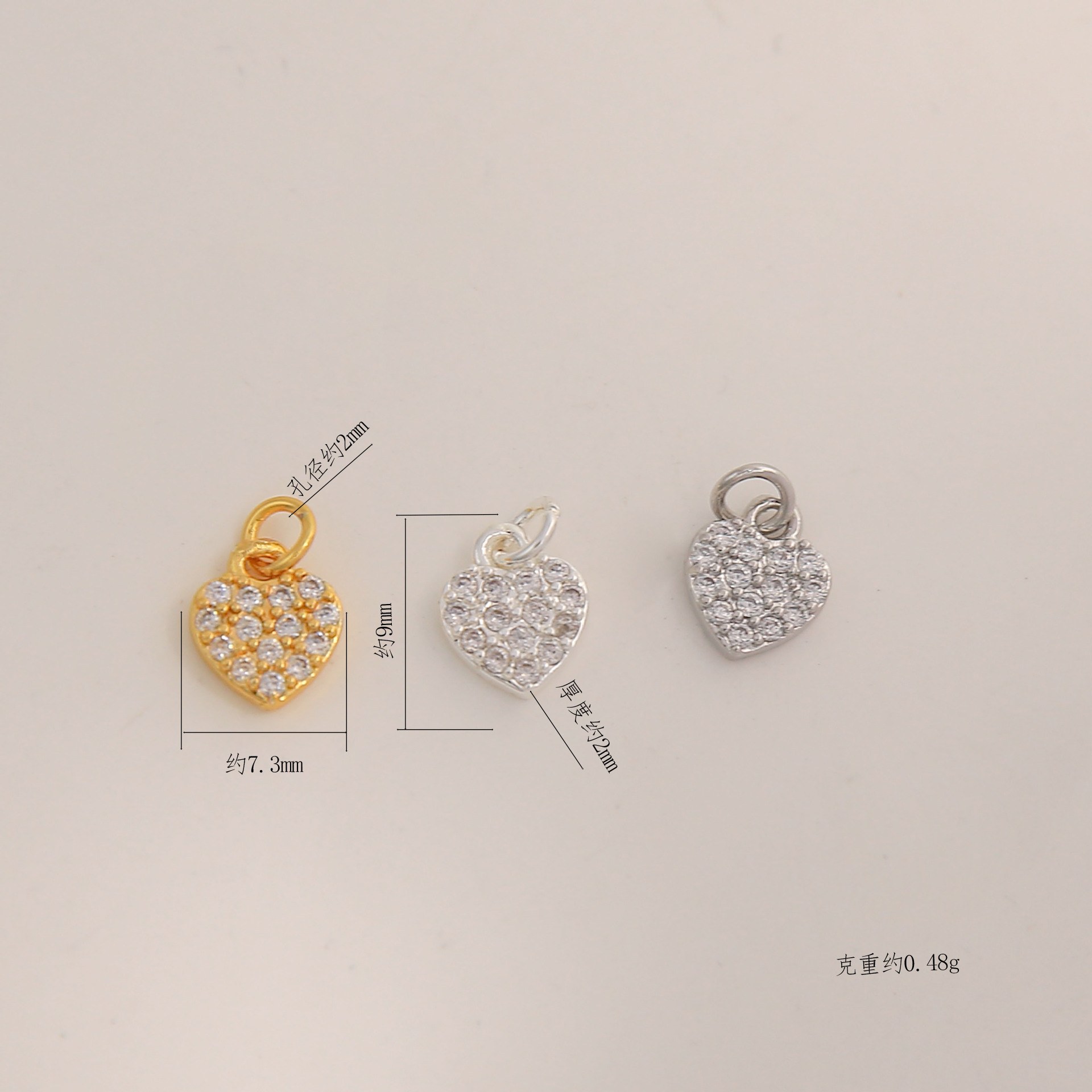 White gold electroplating color-preserving [hanging circle zircon love pendant] ys532